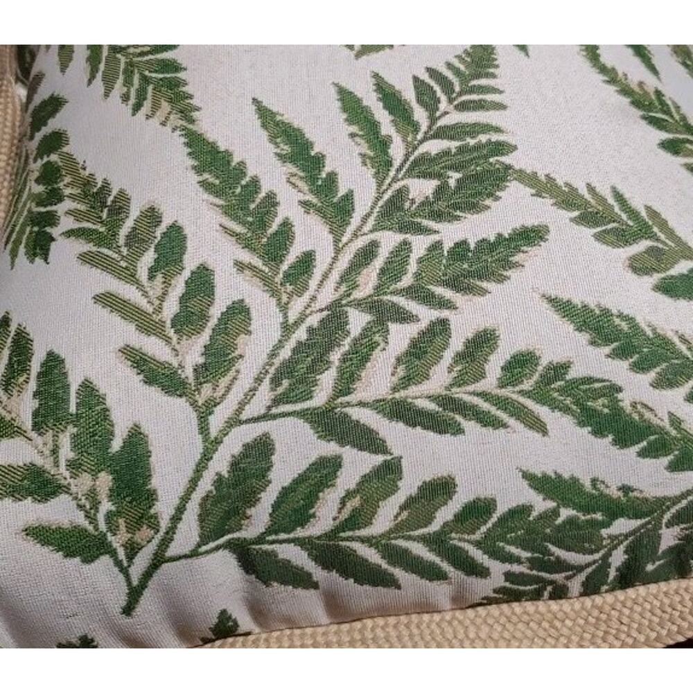 Throw Pillow Beige Green Botanical 21” Printed Patchwork Square Decorative Home - Picture 4 of 4